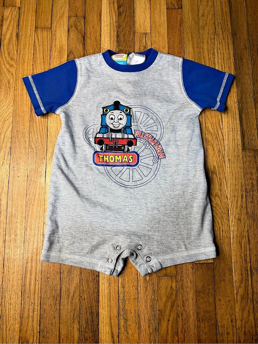 Vintage Thomas & Friends 24M Gray & Blue Romper